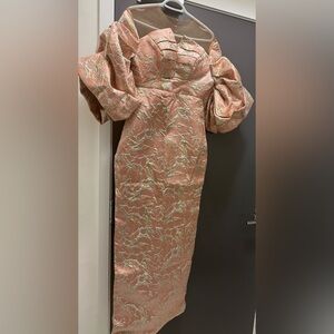 Elegant Peach and Cream Damask Women's Dress